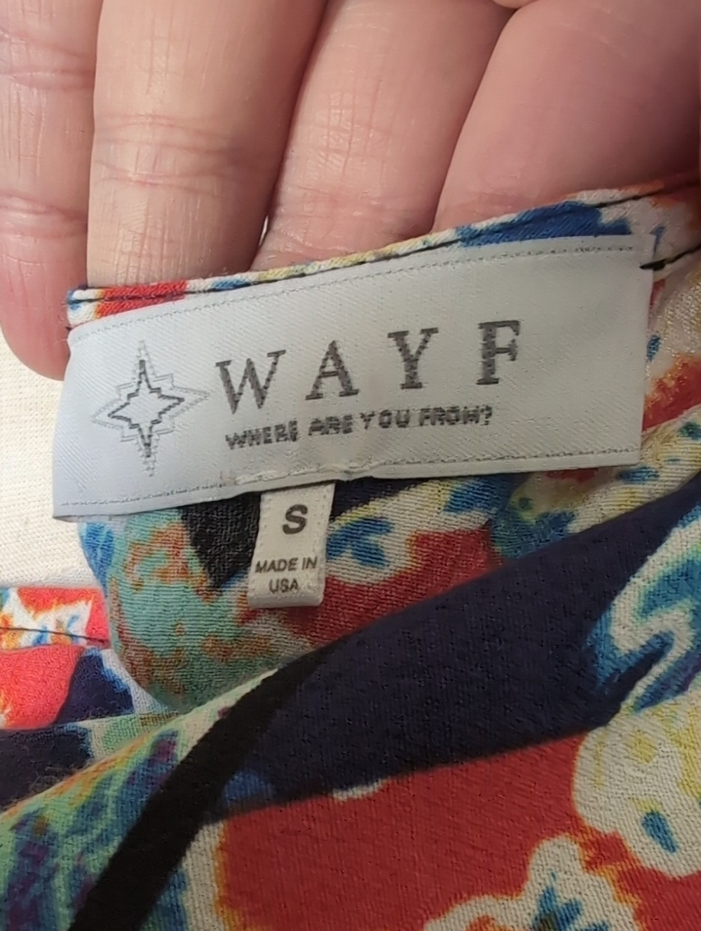WAYF Boho Geometric Floral Mini Dress Small Multicolor Mod Shift Zipper Back - Picture 5 of 13